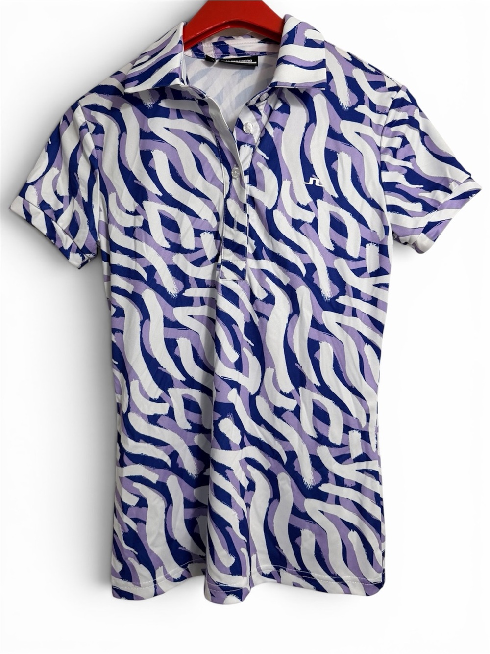 J.Lindeberg Short-Sleeve Patterned Polo Shirt - Blue & White